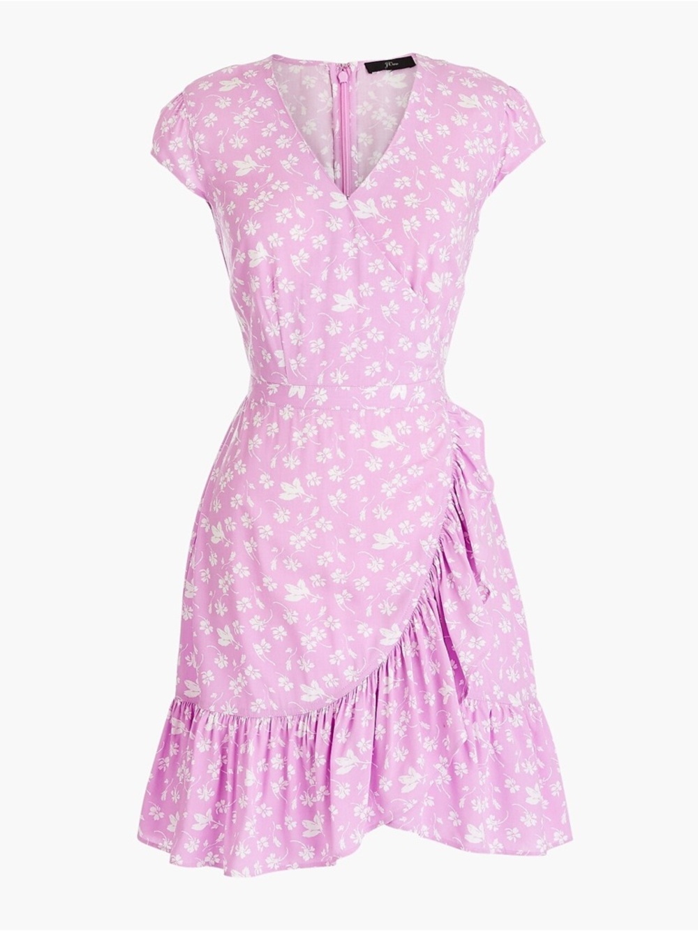 J.Crew Ruffle-front mini dress in soft rayon bubblegum floral EUC